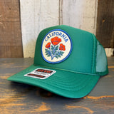 CALIFORNIA POPPY High Crown Trucker Hat - Kelly Green