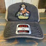 I THINK I LOVE YOU SMOKEY BEAR 6 Panel Low Profile Trucker Hat - Black/Khaki