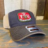ONLY YOU CAN PREVENT WILDFIRES :: SMOKEY BEAR 6 Panel Low Profile Trucker Hat - Black/Khaki