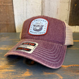PREVENT WILDFIRES :: SMOKEY BEAR 6 Panel Low Profile Trucker Hat - Maroon/Khaki