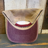 PREVENT WILDFIRES :: SMOKEY BEAR 6 Panel Low Profile Trucker Hat - Maroon/Khaki