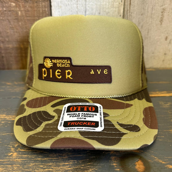 Hermosa Beach PIER AVE Trucker Hat - CAMOUFLAGE (Loden Green/Camo)