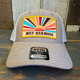 Hermosa Beach MUY HERMOSA 6 Panel Low Profile Mesh Back Trucker Hat - Khaki/White