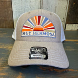 Hermosa Beach MUY HERMOSA 6 Panel Low Profile Mesh Back Trucker Hat - Khaki/White