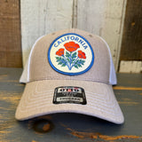 CALIFORNIA POPPY 6 Panel Low Profile Mesh Back Trucker Hat - Khaki/White