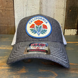 CALIFORNIA POPPY 6 Panel Low Profile Mesh Back Trucker Hat - Black/White