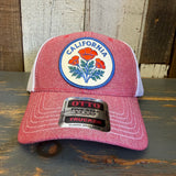CALIFORNIA POPPY 6 Panel Low Profile Mesh Back Trucker Hat - Red/White