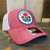 CALIFORNIA POPPY 6 Panel Low Profile Mesh Back Trucker Hat - Red/White