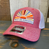 Hermosa Beach MUY HERMOSA 6 Panel Low Profile Mesh Back Trucker Hat - Red/White