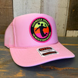 Hermosa Beach THE MECCA OF BEACH VOLLEYBALL High Crown Trucker Hat - Pink