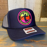 Hermosa Beach THE MECCA OF BEACH VOLLEYBALL High Crown Trucker Hat - Navy