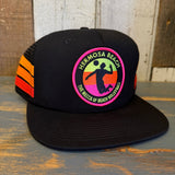 Hermosa Beach THE MECCA OF BEACH VOLLEYBALL Side Stripe Snapback Trucker Hat - Black
