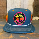 Hermosa Beach THE MECCA OF BEACH VOLLEYBALL Side Stripe Snapback Trucker Hat - Teal