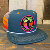 Hermosa Beach THE MECCA OF BEACH VOLLEYBALL Side Stripe Snapback Trucker Hat - Teal