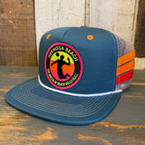 Hermosa Beach THE MECCA OF BEACH VOLLEYBALL Side Stripe Snapback Trucker Hat - Teal