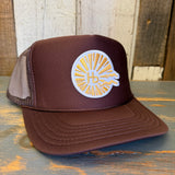 Hermosa Beach CLASSIC LOGO High Crown Trucker Hat - Brown