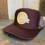 Hermosa Beach CLASSIC LOGO High Crown Trucker Hat - Brown
