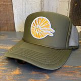 Hermosa Beach CLASSIC LOGO High Crown Trucker Hat - Olive