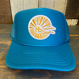 Hermosa Beach CLASSIC LOGO High Crown Trucker Hat - Turquoise Blue