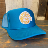 Hermosa Beach CLASSIC LOGO High Crown Trucker Hat - Turquoise Blue