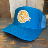 Hermosa Beach CLASSIC LOGO High Crown Trucker Hat - Turquoise Blue