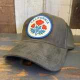 CALIFORNIA POPPY 6 Panel Corduroy Trucker Hat - Olive