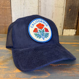 CALIFORNIA POPPY 6 Panel Corduroy Trucker Hat - Navy