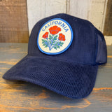 CALIFORNIA POPPY 6 Panel Corduroy Trucker Hat - Navy