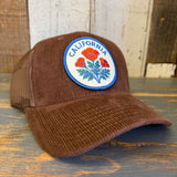 CALIFORNIA POPPY 6 Panel Corduroy Trucker Hat - Brown