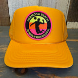 Hermosa Beach THE MECCA OF BEACH VOLLEYBALL High Crown Trucker Hat - Gold