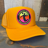 Hermosa Beach THE MECCA OF BEACH VOLLEYBALL High Crown Trucker Hat - Gold
