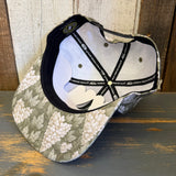 SOUTH BAY SURF CALIFORNIA (Black Patch) Snapback Trucker Hat - Black Denim / Oakleaf Hydrangea