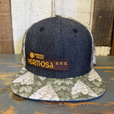 Hermosa Beach HERMOSA AVE Snapback Trucker Hat - Black Denim / Oakleaf Hydrangea