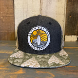 SOUTH BAY SURF CALIFORNIA (Multi Color Patch) Snapback Trucker Hat - Black Denim / Oakleaf Hydrangea