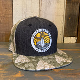 SOUTH BAY SURF CALIFORNIA (Multi Color Patch) Snapback Trucker Hat - Black Denim / Oakleaf Hydrangea