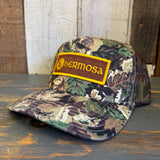 Hermosa Beach AS REAL AS THE STREETS Camouflage Mid Crown Mesh Back Snapback Trucker Hat - Loden Green/Brown
