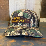 Hermosa Beach HERMOSA AVE Camouflage 6 Panel Mid Crown Mesh Back Snapback Trucker Hat - Loden Green/Brown