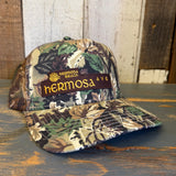 Hermosa Beach HERMOSA AVE Camouflage 6 Panel Mid Crown Mesh Back Snapback Trucker Hat - Loden Green/Brown