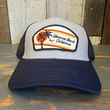 Hermosa Beach RETRO SUNSET 6 Panel Low Profile Mesh Back Trucker Hat - Navy/Heather Grey