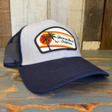 Hermosa Beach RETRO SUNSET 6 Panel Low Profile Mesh Back Trucker Hat - Navy/Heather Grey