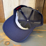 Hermosa Beach RETRO SUNSET 6 Panel Low Profile Mesh Back Trucker Hat - Navy/Heather Grey