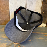 Hermosa Beach RETRO SUNSET 6 Panel Low Profile Mesh Back Trucker Hat - Black/Heather Black