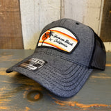 Hermosa Beach RETRO SUNSET 6 Panel Low Profile Mesh Back Trucker Hat - Black/Heather Black