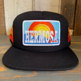 Hermosa Beach 72 & SUNNY Side Stripe Snapback Trucker Hat - Black