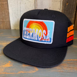 Hermosa Beach 72 & SUNNY Side Stripe Snapback Trucker Hat - Black