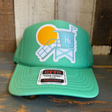 Hermosa Beach LIFEGUARD TOWER High Crown Trucker Hat - Cactus Green