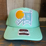 Hermosa Beach LIFEGUARD TOWER High Crown Trucker Hat - Seafoam Green