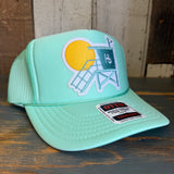Hermosa Beach LIFEGUARD TOWER High Crown Trucker Hat - Seafoam Green