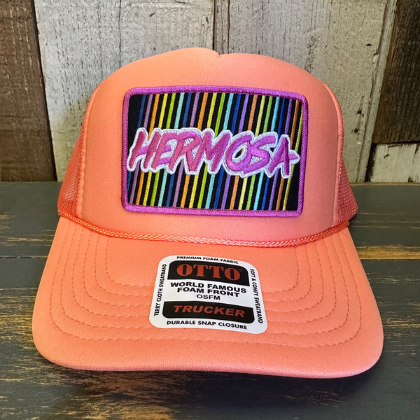 Hermosa Beach HERMOSA'84 High Crown Trucker Hat - Coral