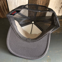 Hermosa Beach SO PITTED! :: HB SURFBOARD Trucker Hat - Charcoal Grey (Flat Brim)